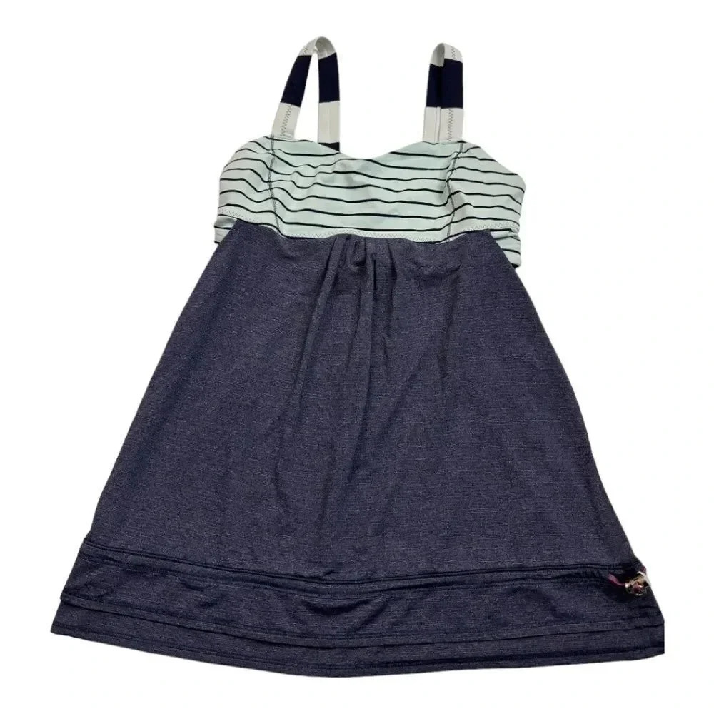 Lululemon Run Back on Track Tank Navy Blue And White Size 8